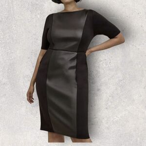 Torrid Black Coated Scuba Dress 0X Large 12 NWT Slimming Stretch Pockets At Knee